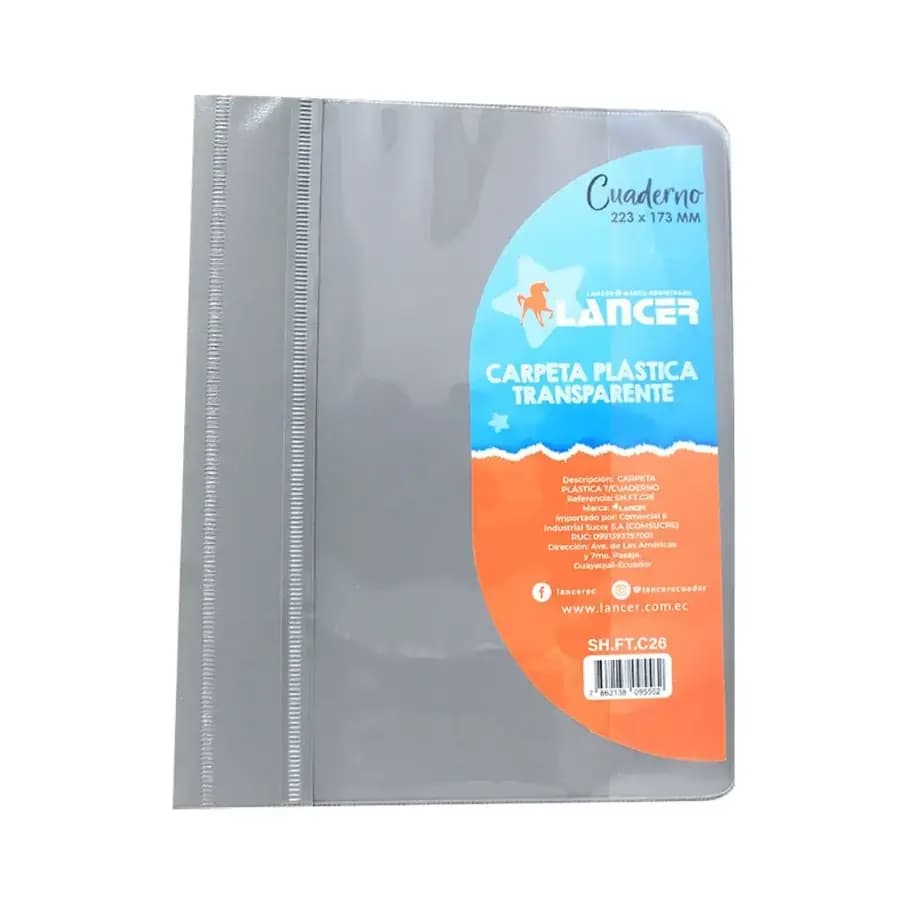 CARPETA CUADERNO T TRANSPARENTE NEGRA