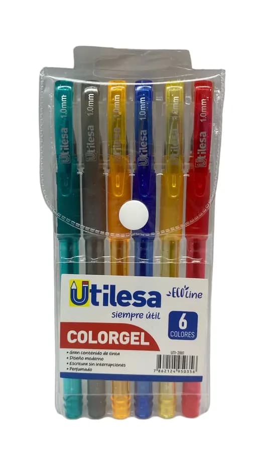 ESFERO ESTUCHE X 6COL GEL ESCARCHADO