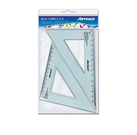 JUEGO ESCUADRAS ARTESCO 30CMS 45° Y 60°