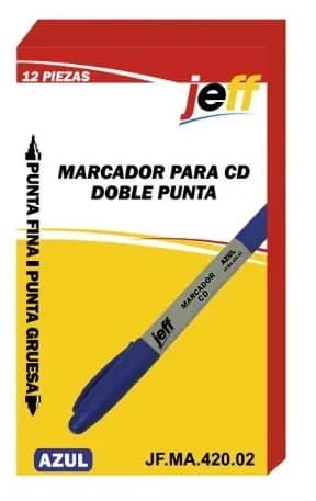 MARCADOR JEFF DOBLE PUNTA AZUL CD FOMIX