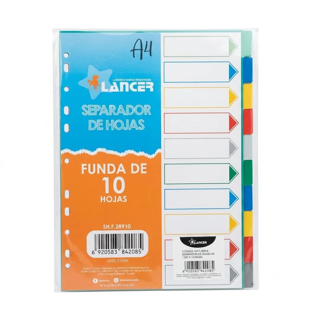 SEPARADOR INEN COLORES X 10UN