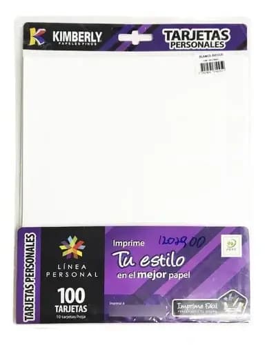 TARJETAS PERSONALES KIMBERLY 100 UN.