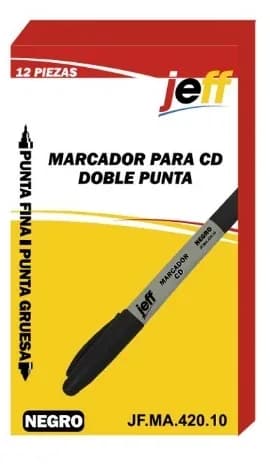 MARCADOR JEFF DOBLE PUNTA NEGRO CD FOMIX