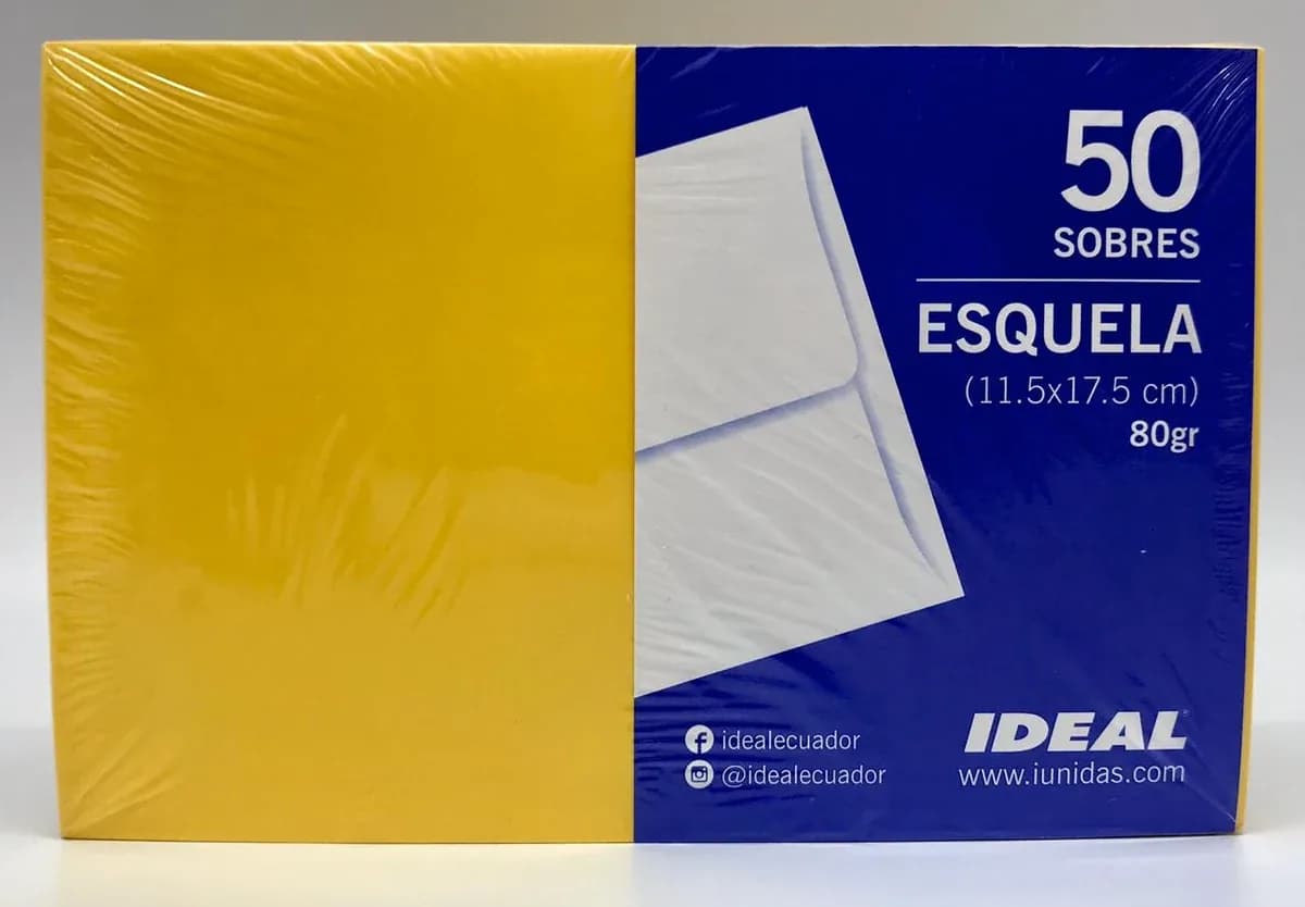 SOBRE ESQUELA 80 GR AMARILLO UNIDAD