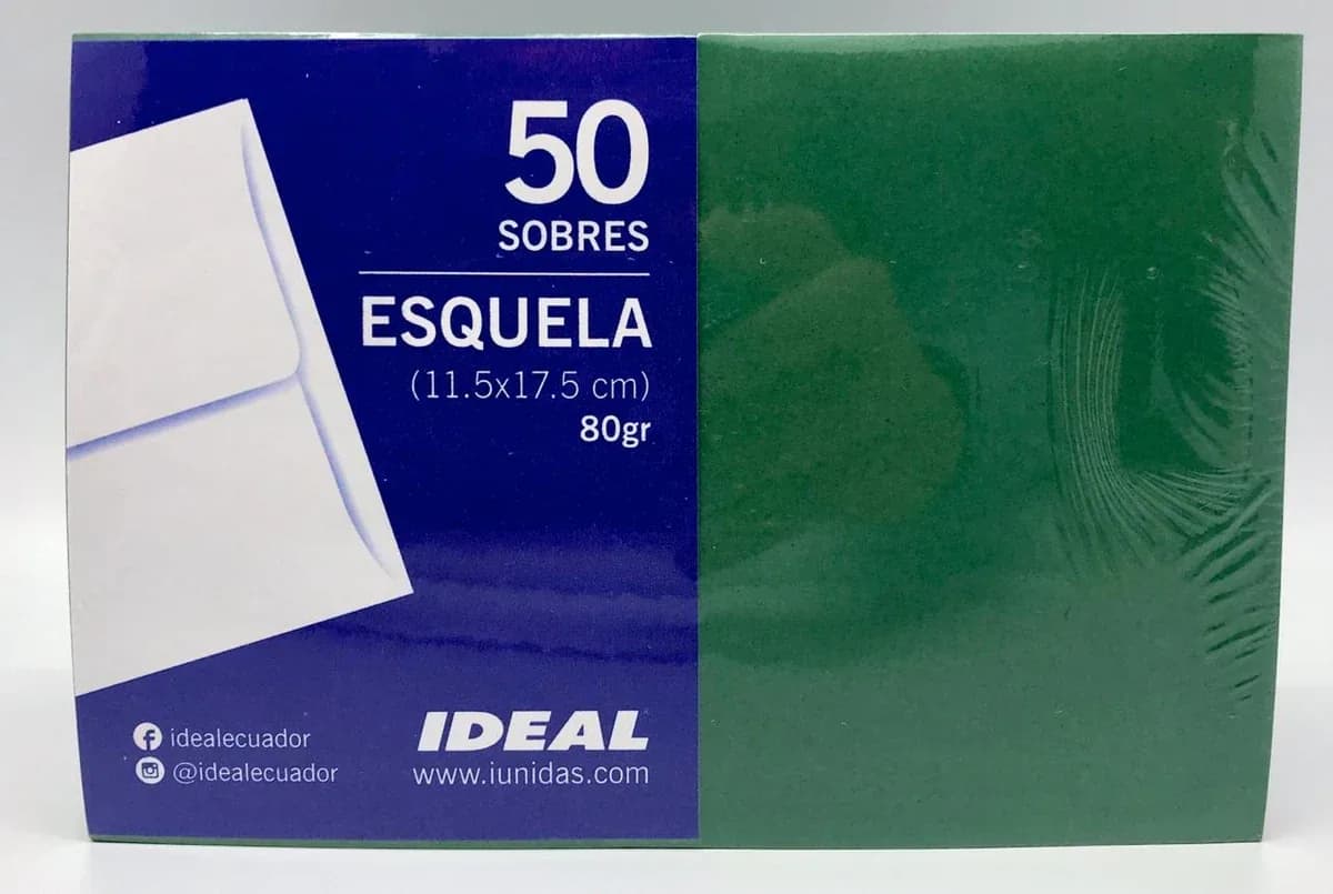SOBRE ESQUELA 80 GR VERDE UNIDAD
