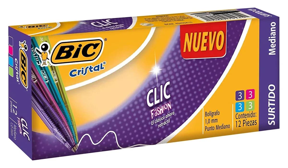 UNIDAD ESFERO BIC CLIC FASHION MEDIO COLORES