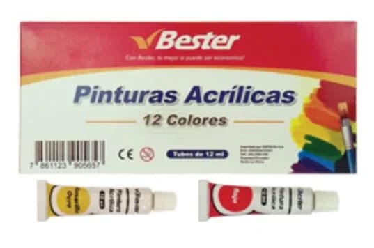 PINTURA ACRILICA BESTER X 12COL TUBO