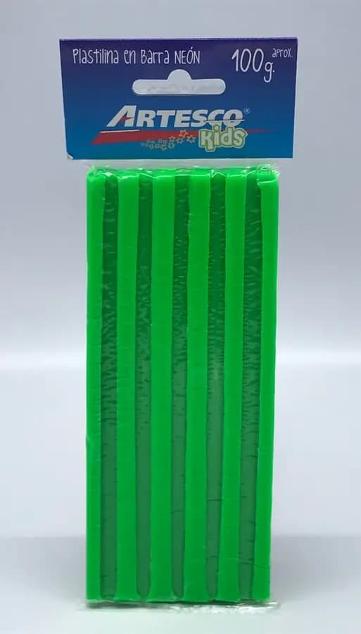 PLASTILINA ARTESCO BARRA NEON VERDE 100GR