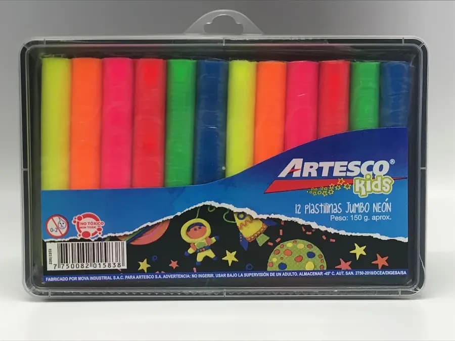 PLASTILINA ARTESCO X 12COL JUMBO NEON