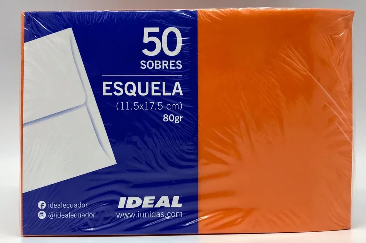 SOBRE ESQUELA 80 GR NARANJA UNIDAD