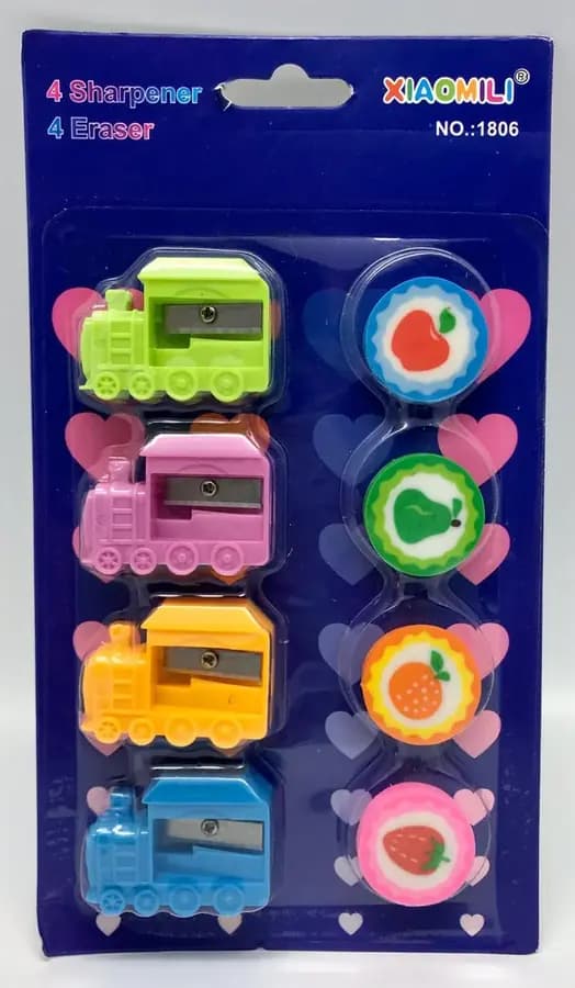 SACAPUNTA X 4UN TREN + 4 BORRADORES XIAOMILI 1806