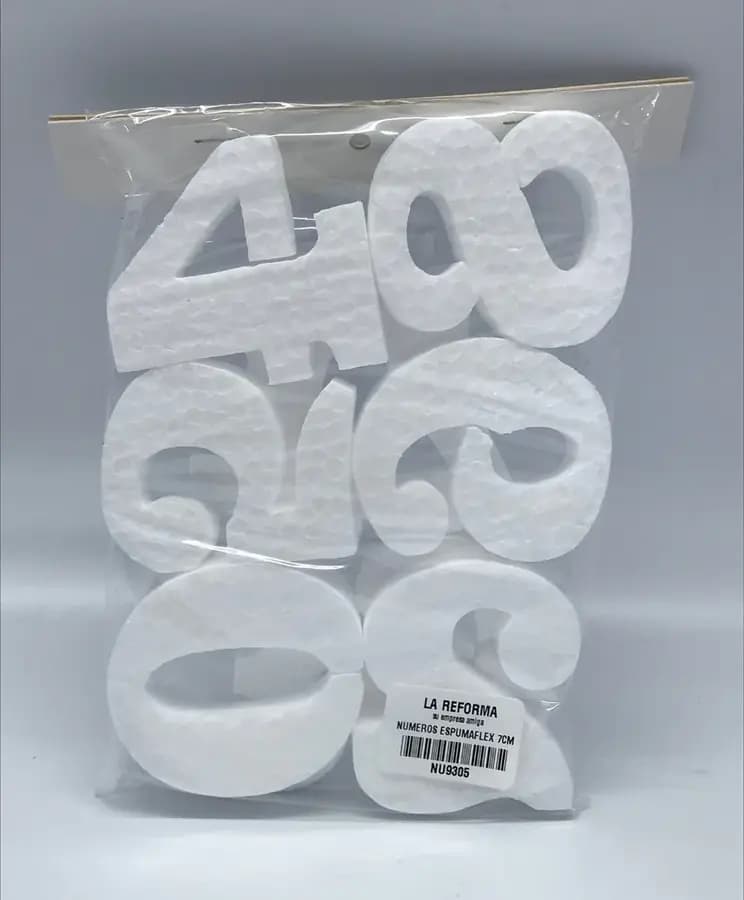NUMEROS ESPUMAFLEX 7CM FUNDA