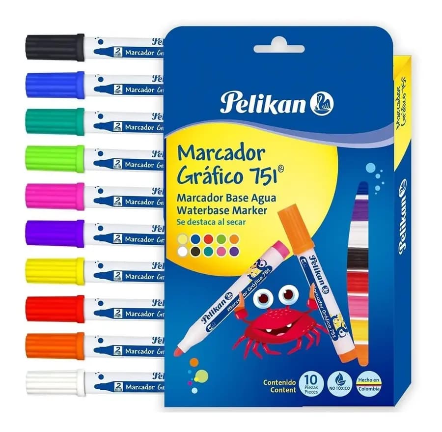 MARCADOR PELIKAN X 10COL GRAFICO 751