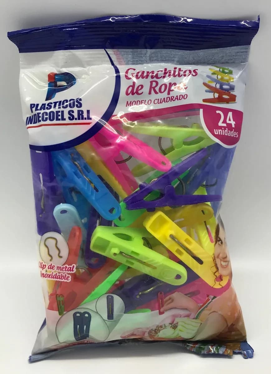 PINZA PLASTICA COLORES X 24UN