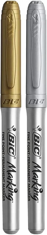 MARCADOR BIC PERMANENTE METALICO DORADO-PLATA