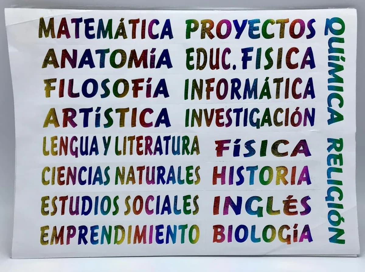 STICKER PLANCHA 18 ASIGNATURAS