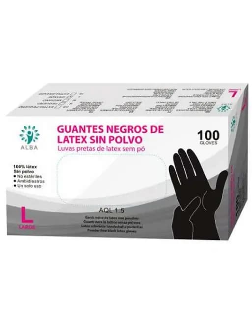 GUANTES NEGROS LATEX GLOVE T - S X 100UN