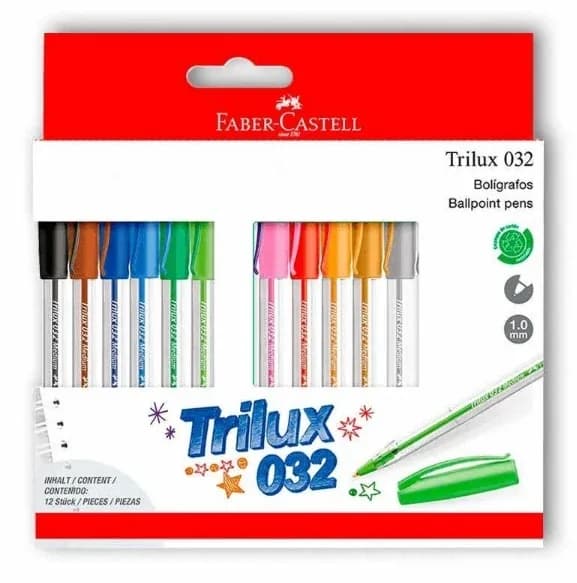 ESFERO X 12 COL FABER CASTELL TRILUX 032