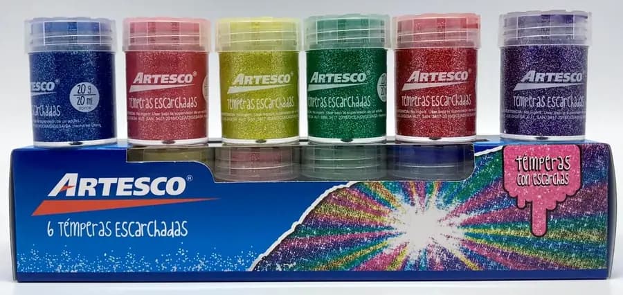 TEMPERA X 6COL ARTESCO ESCARCHADAS