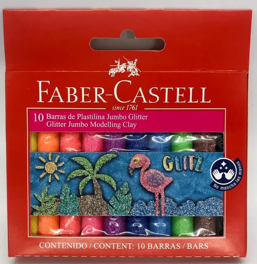PLASTILINA FABER CASTELL X 10COL ESCARCHADA