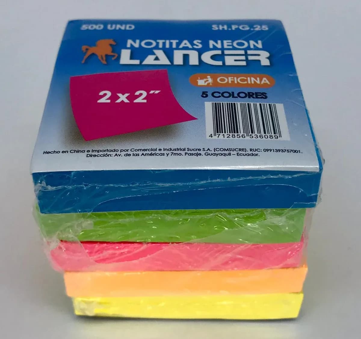 NOTITAS X 500H LANCER NEON 2X2 PEQUENA PG.25