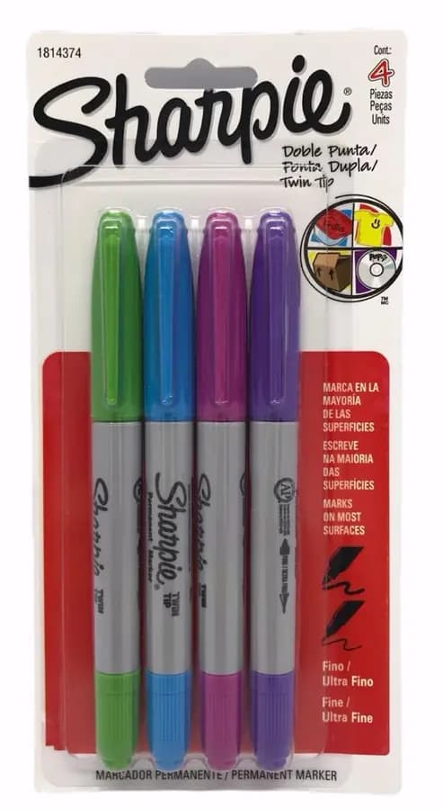 MARCADOR SHARPIE X 4COL DOBLE PUNTA
