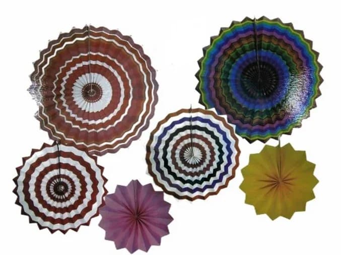 ABANICO DE FIESTA MULTICOLOR X 6 2257