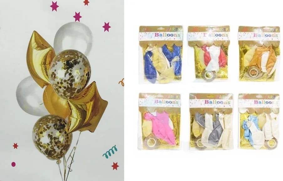 GLOBOS SURTIDOS CON ESTRELLAS 226-5 X 10UN