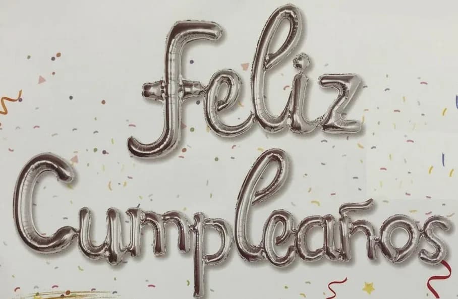 GLOBO LETRAS FELIZ CUMPLEANOS 396-12 PLATEADO