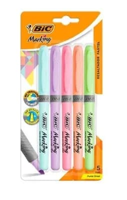 RESALTADOR X 5UN BIC PASTELES