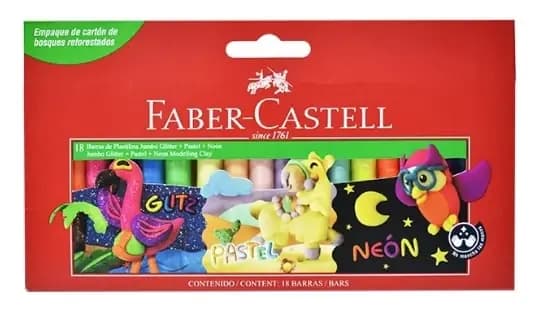 PLASTILINA FABER C. X 18COL ESC/PASTEL/NEON 120819