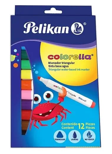 MARCADOR PELIKAN X 12COL JUMBO TRIANG. COLORELLA