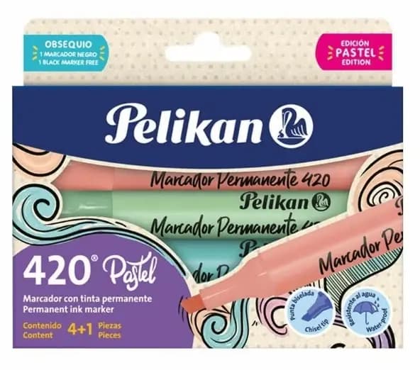 MARCADOR PELIKAN X 4COL 420 PERM PASTEL+1NEGRO