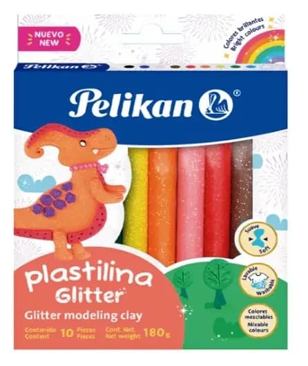 PLASTILINA PELIKAN X 10COL ESCARCHADO