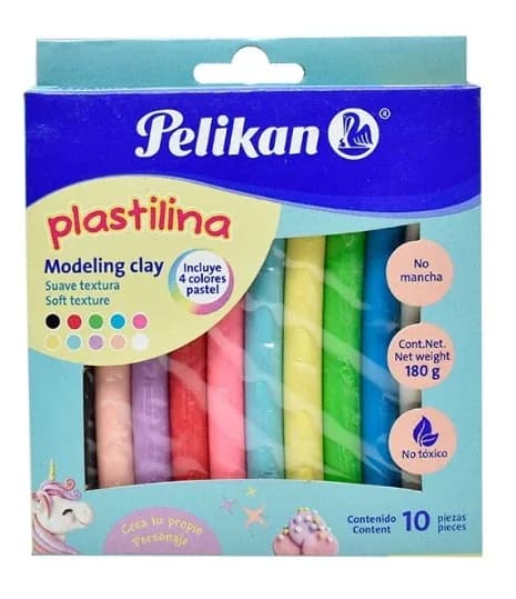 PLASTILINA PELIKAN X 10COL JUMBO PASTEL