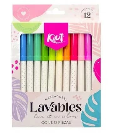MARCADOR KIUT X 12COL 2 TRAZOS LAVABLE 1064758