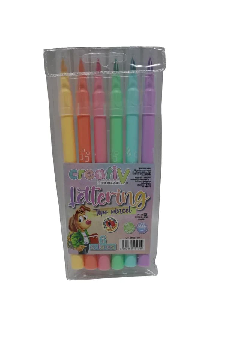MARCADOR CREATIV X 6COL LETTERING PASTEL CT6835-6P