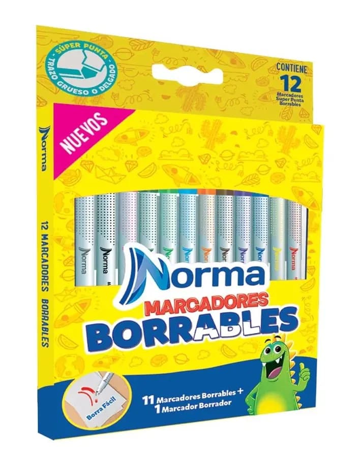 MARCADOR NORMA X 12COL BORRABLE