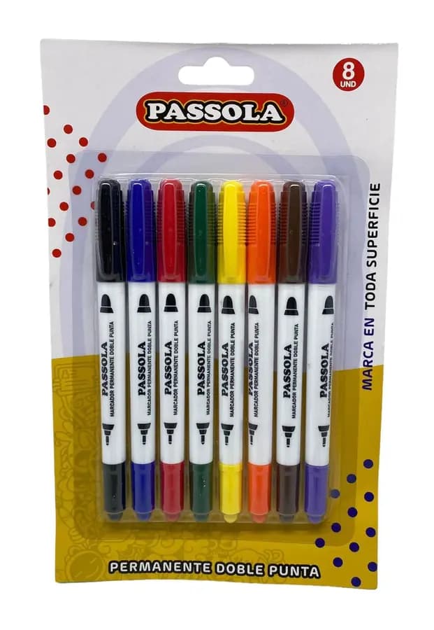 MARCADOR PASSOLA X 8COL DOBLE PUNTA