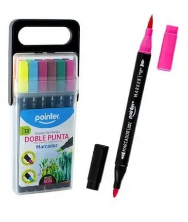 MARCADOR POINTER X 12COL DOBLE PUNTA PINCEL