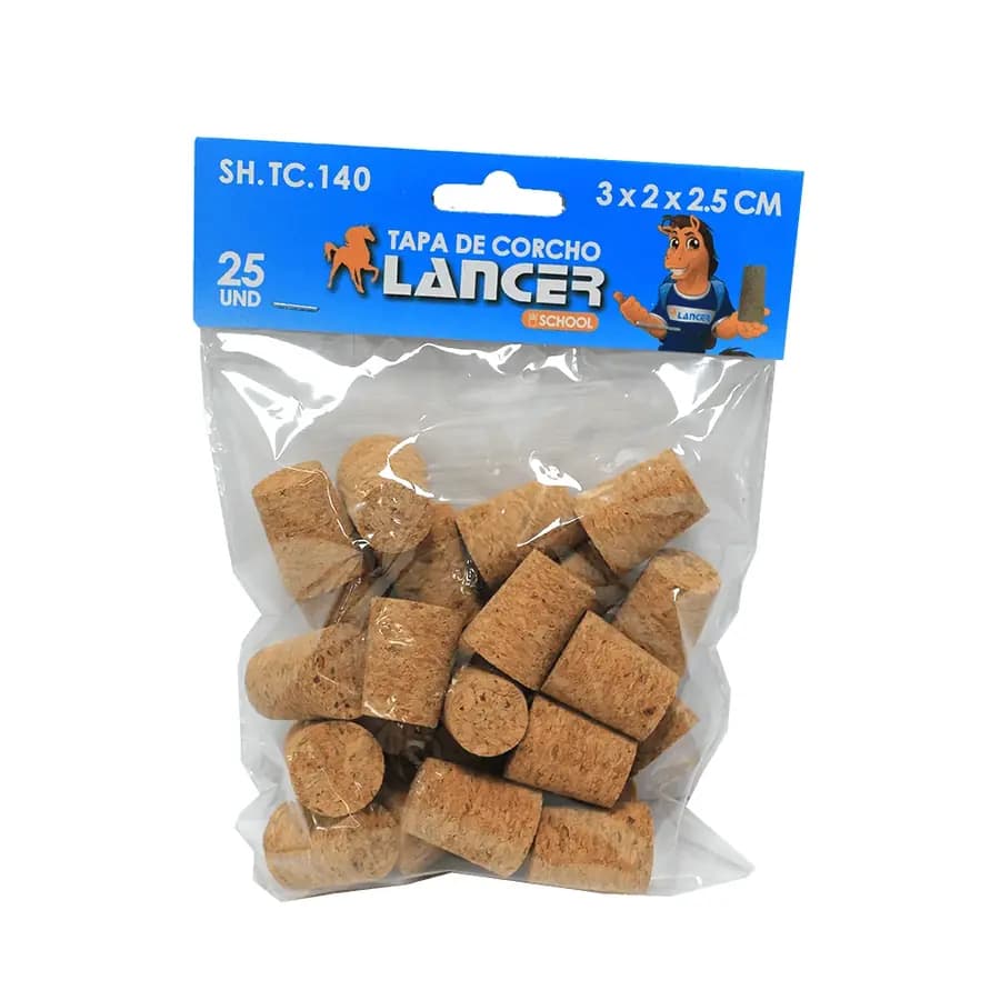 TAPA CORCHO LANCER FUNDA X 25UN 3X2X2.5CM