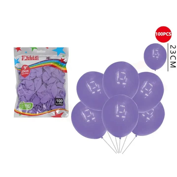 GLOBO FUNDA X 100 UN PARTY LILA