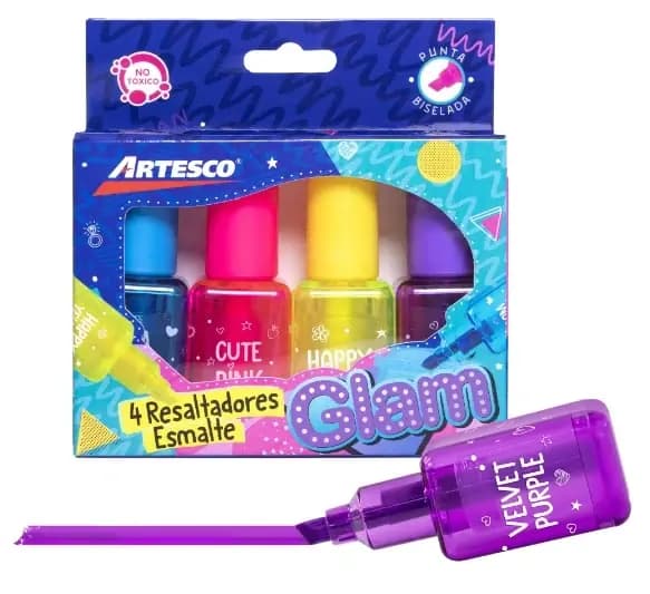 RESALTADOR X 4UN ARTESCO GLAM T/ESMALTE