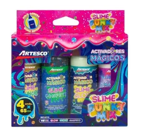 KIT DE SLIME ARTESCO FUNKY MIX X 4UN 65ML