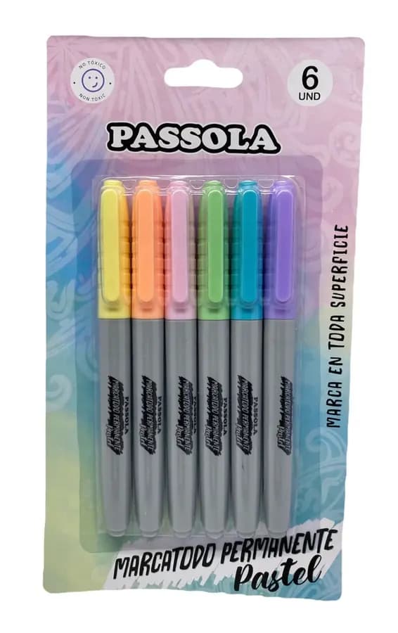 MARCADOR PASSOLA X 6COL PASTEL PERMANENTE 9706