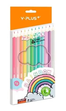 PINTURA Y-PLUS X 12COL JUMBO TRIAN PASTELES 11MM