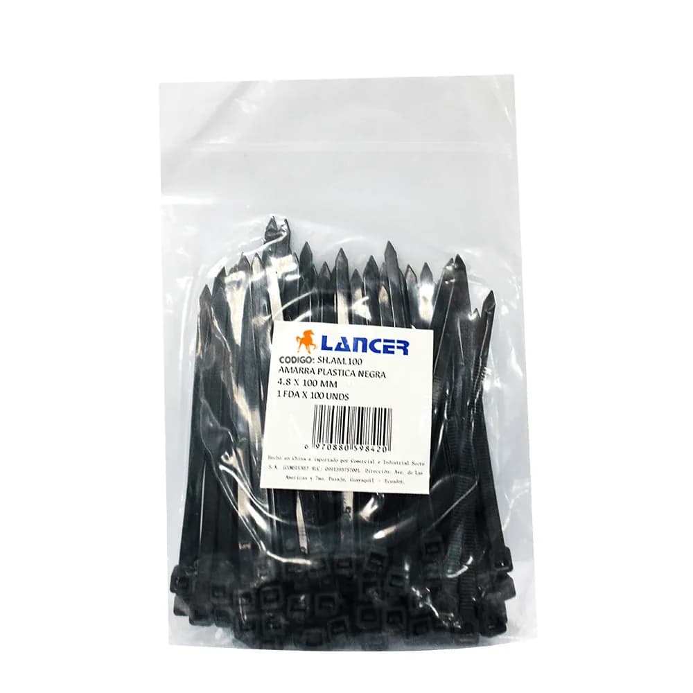 AMARRA PLASTICA NEGRA 4.8X150MM X 100UN