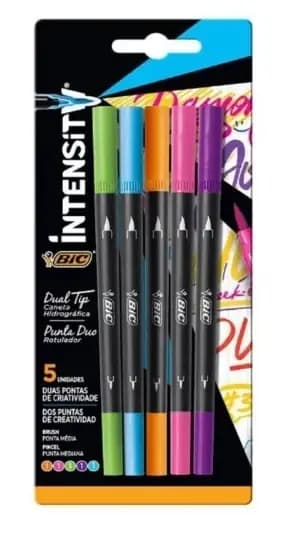 MARCADOR BIC X 5COL INTENSITY DUAL TIP PINCEL/BRUSH