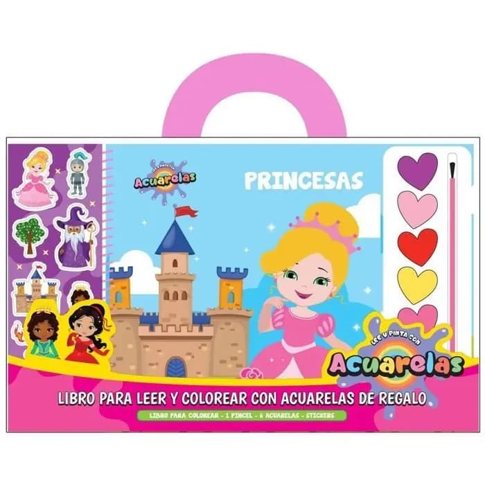 LIBRO LEER Y COLOREAR PRINCESAS CON ACUARELAS