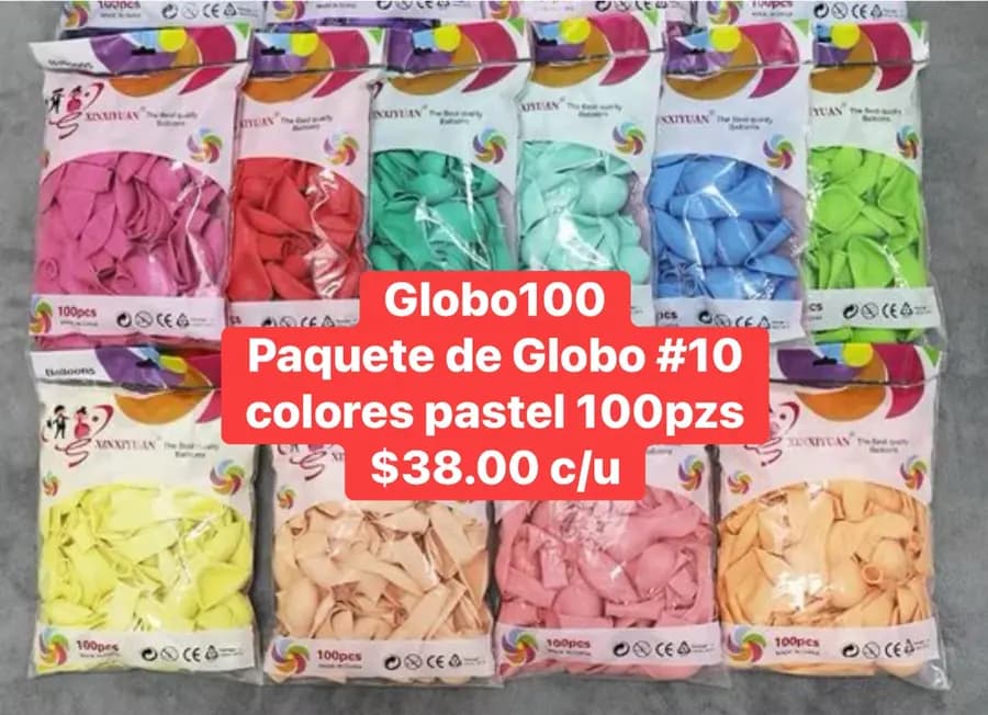 GLOBO FUNDA X 100UN PARTY JOY PASTEL SURTIDO